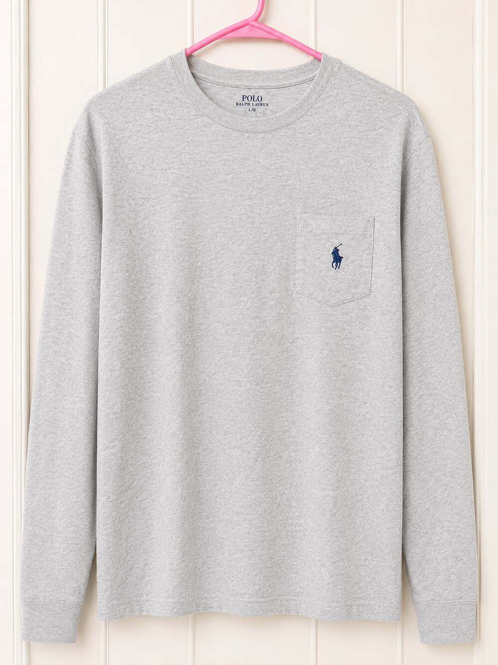 Polo Ralph Lauren Classic Fit Long Sleeve Pocket Tee Gray Size M